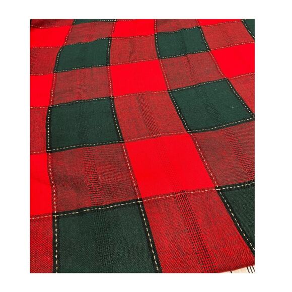 Christmas Table Cloth 58”x 78”, Red, Green, Gold, Plaid, Rectangular - Picture 2 of 3